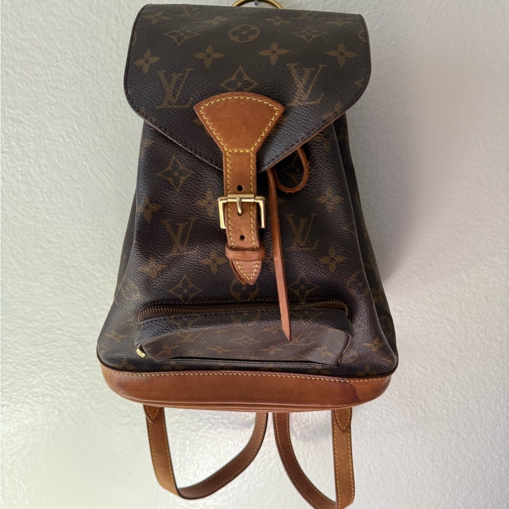 Louis Vuitton Dark Brown Monogram vintage leather Backpack